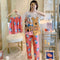 Hot sale in Southeast AsiaPajamas Women Three-Piece Summer Short Sleeve Long Pants Plus Size Loungewear Sleepwear