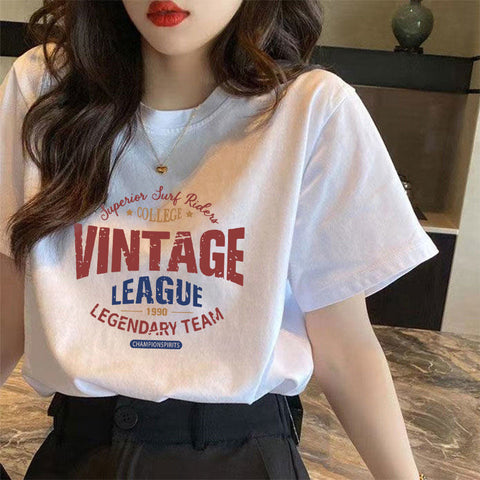 Img 7 - Summer Loose Short Sleeve Women T-Shirt Trendy Korean Student Girlfriends