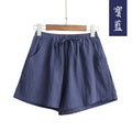Img 8 - Cotton Blend Shorts Women Summer Loose Line Wide Leg Pants High Waist Plus Size Casual A-Line Outdoor Bermuda Shorts