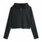 IMG 103 of Hooded Knitted Cardigan Women Korean Slim Look Zipper Short Long Sleeved Tops Outerwear