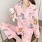 Popular Streaming Pajamas Women Lapel Cotton Long Sleeved Trendy Western Cardigan Loungewear Sets Sleepwear