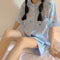 IMG 124 of Summer Korean Adorable Cartoon Pajamas Women Sweet Look Short Sleeve Shorts Casual Student Loungewear Sets Sleepwear