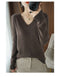 IMG 138 of Women Pullover Slim Look Solid Colored Long Sleeved V-Neck Undershirt Sweater Outerwear