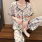 Southeast Asia Pajamas Women Summer Short Sleeve Shorts Silk Loungewear Cardigan Sets Sleepwear