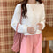IMG 138 of Korean Student Short Loose All-Matching Long Sleeved Sweatshirt Women Alphabets Trendy Tops Outerwear
