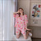 Pajamas Women Summer Short Sleeve Shorts Cartoon Casual Outdoor Round-Neck Loungewear Sets Sleepwear