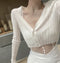 Img 2 - Summer Thin White Knitted Cardigan Women Matching Sunscreen High Waist Short Tops Silk