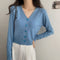 IMG 111 of Women All-Matching inShort V-Neck Cardigan Long Sleeved Sweater Tops Outerwear