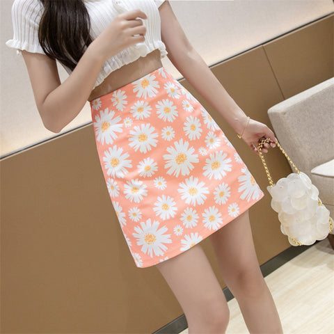 IMG 117 of Daisy Skirt Summer French Elegant High Waist Slim Look A-Line Hip Flattering Floral Women Skirt