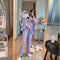 Color-Matching Long Sleeved Pajamas Women Sweet Look Loose Plus Size Loungewear Free Sleepwear