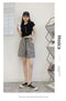 IMG 121 of Thin Chequered Shorts Women Summer Elastic Waist Loose Wide Leg Pants Korean Student Casual Shorts