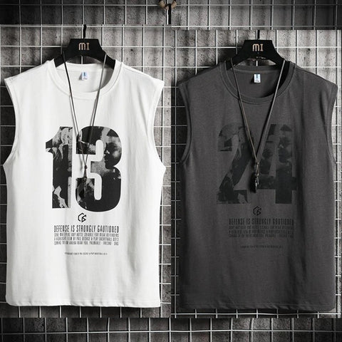 Img 1 - Men ins Sporty Tank Top Jersey Basketball Sleeveless T-Shirt Vest Undershirt