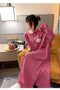 IMG 134 of Korean Striped Rainbow Fruit Pyjamas Sleeve Length Adorable Cartoon Pajamas Outdoor Loose Women Sleepwear