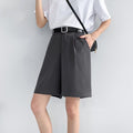 Img 7 - Drape Suits Shorts Women Summer Loose High Waist Slim Look Black A-Line Wide Leg Mid-Length Casual Pants