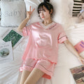 Img 13 - Ice Silk Pajamas Women Summer Adorable Sweet Look Teenage Girl Pink V-Neck Replica Student Loungewear Sets