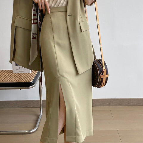 IMG 125 of Sets Korean Short Sleeve Blazer Tops Splitted Skirt Outerwear