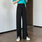 Img 7 - Suits Women Pants High Waist Drape Loose Straight Splitted Summer Casual Floor Length Suit Wide Leg Long