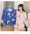 IMG 195 of Popular Streaming Pajamas Women Lapel Cotton Long Sleeved Trendy Western Cardigan Loungewear Sets Sleepwear