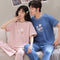 Short Sleeve Long Pants Couple Pajamas Summer Korean Cartoon Adorable Women Loose Sporty Men Loungewear Sleepwear