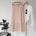 Img 2 - Mori Fresh Looking Elastic High Waist Floral Mid-Length Chiffon Skirt