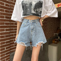 IMG 107 of Hong Kong Vintage Ripped Loose Denim Shorts Women Summer Slim Look High Waist Hot Pants Shorts