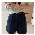 IMG 114 of Coffee Shorts Women Summer A-Line High Waist Wide Leg Bermuda Hong Kong Elastic Pants Shorts