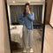 Img 3 - Popular Long Sleeved Pajamas Women Outdoor Loose Korean Vintage Chequered Casual Loungewear Sets