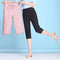 Img 2 - Ice Silk Cotton Blend Women Summer Three Quarter Casual Loose Slim-Look Ankle-Length Carrot Pants