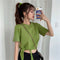 IMG 112 of Summer Korean Trendy High Waist Short Sleeve Solid Colored Feminine T-Shirt Women T-Shirt