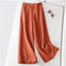 Img 4 - Art Vintage Cotton Blend Wide Leg Long Pants Women Loose Slim Look Elastic High Waist Straight Casual