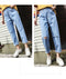 Img 4 - Ripped Denim Pants Women High Waist Straight Ankle-Length Pants bfLoose Carrot Baggy