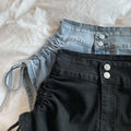 IMG 112 of Sexy Design Fold Drawstring Denim Shorts Women Summer Thin High Waist Slim Look All-Matching A-Line Hot Pants Shorts