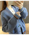 IMG 123 of Student Korean Pocket Sweater Women Loose V-Neck Long Sleeved Matching Knitted Cardigan Outerwear