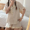 IMG 110 of Chequered Pajamas Women Summer insAdorable Japanese Teens Casual Student Loungewear Two-Piece Sets Sleepwear