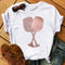 Img 8 - Women Short Sleeve T-Shirt Trendy High-Heeled Shoes Wineglass Printed