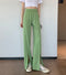 IMG 124 of Suits Women Pants High Waist Drape Loose Straight Splitted Summer Casual Floor Length Suit Wide Leg Long Pants