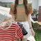 Img 2 - Summer Korean Color-Matching Striped Short Sleeve Round-Neck Sweater Tops Women