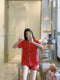 Img 2 - Korean ins Summer Thin Solid Colored Lapel Cardigan Women Pajamas Shorts Sets Outdoor