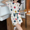 IMG 109 of Sets Korean Adorable Loungewear Women Loose Thin Summer Short Sleeve T-Shirt Shorts Pajamas Sleepwear