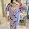 IMG 174 of Popular Streaming Pajamas Women Lapel Cotton Long Sleeved Trendy Western Cardigan Loungewear Sets Sleepwear