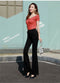 IMG 106 of Black Drape High Waist Flare Leg Pants Women Suits Long Straight Lengthen Floor Length Pants