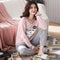 Pajamas Women Long Sleeved Korean Knitted Cotton Sweet Look Adorable Teens Plus Size Loungewear Outdoor Sleepwear