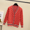 IMG 116 of Loose V-Neck Sweater Women Cardigan Matching Mix Colours Regular Outerwear