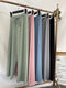 IMG 112 of Ice Silk Wide Leg Floor Length Casual Women Summer High Waist Drape Solid Colored Knitted Straight Jeans Pants