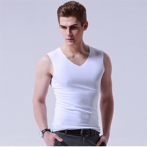 Ice Silk Tank Top Men Seamless Sporty Matching V-Neck Sleeveless Summer Plus Size Choose From Tank Top