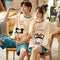 Couple Pajamas Summer INS Popular Cotton Short Sleeve Shorts Korean Adorable Cartoon Men Women Loungewear Sets Sleepwear