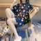 Pajamas Women Summer Short Sleeve Shorts Cartoon Casual Outdoor Round-Neck Loungewear Sets Sleepwear