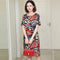 Img 2 - Mid-Length Plus Size Loose Dress Summer Printed Short Sleeve Korean Slimming Slim-Look A-Line Women Dress