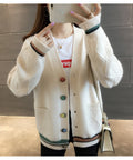 IMG 108 of Women Trendy Matching Knitted Cardigan Short Korean Loose Sweater Long Sleeved Outerwear
