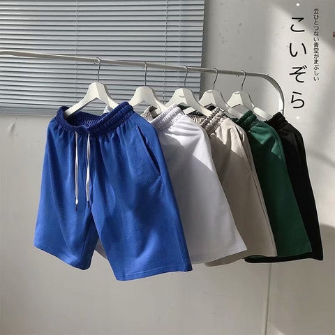 Img 4 - Running Shorts Men Summer Japanese Solid Colored Minimalist Thin Women Couple Loose Mid-Length Beach Pants